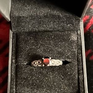 Black engagement ring with silver band